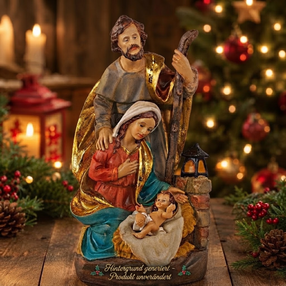 Heilige Familie mit Jesuskind  73423 – Liebevoll gestaltete Krippenfigur für eine stimmungsvolle Weihnachtszeit